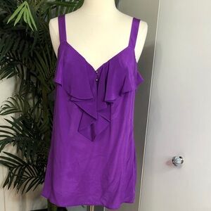 Banana Republic silk  Purple Ruffle V-Neck Camisole